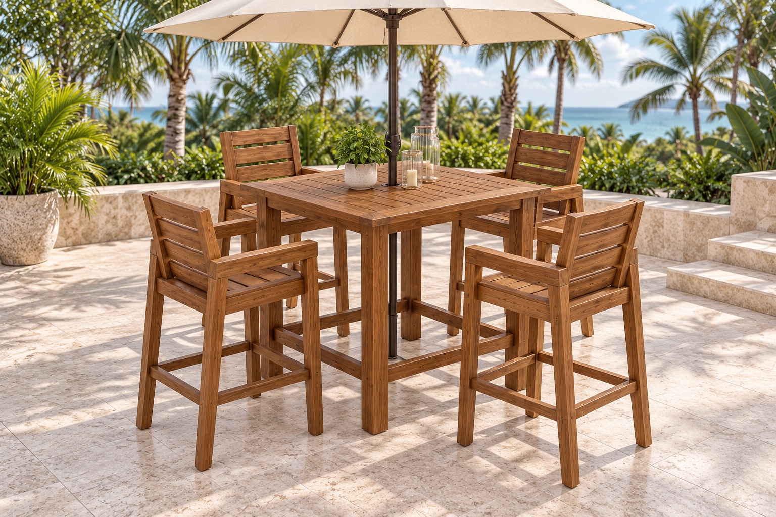 Bar-Height Patio Dining Set handcrafted furniture