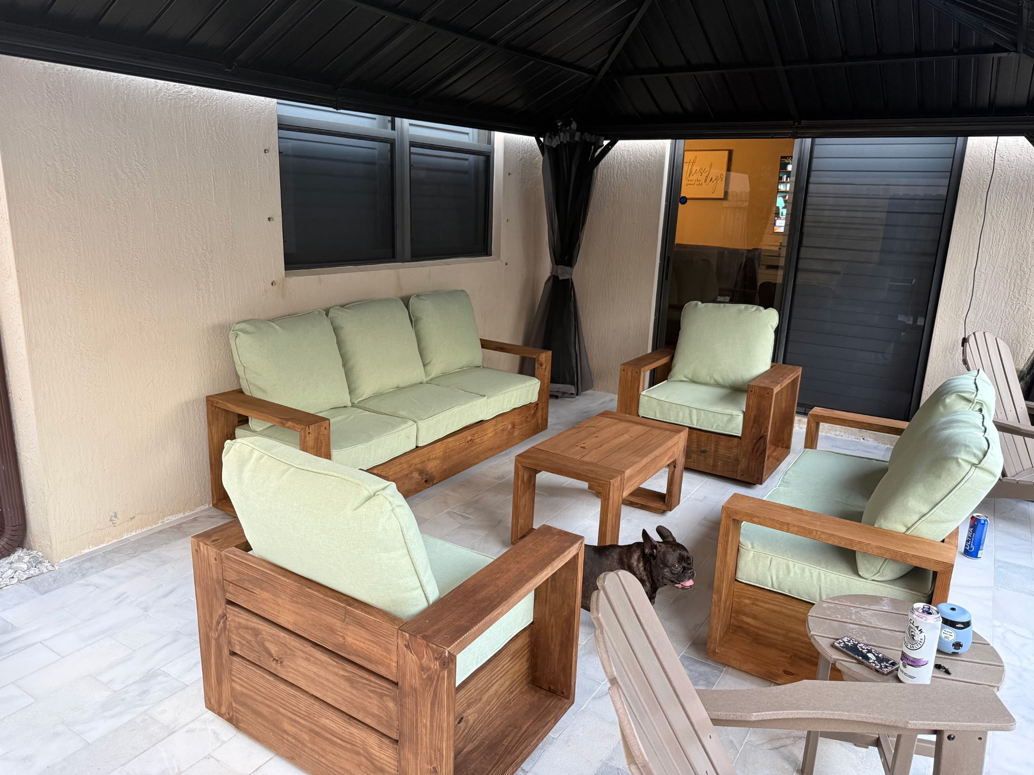 Core seating on a covered patio