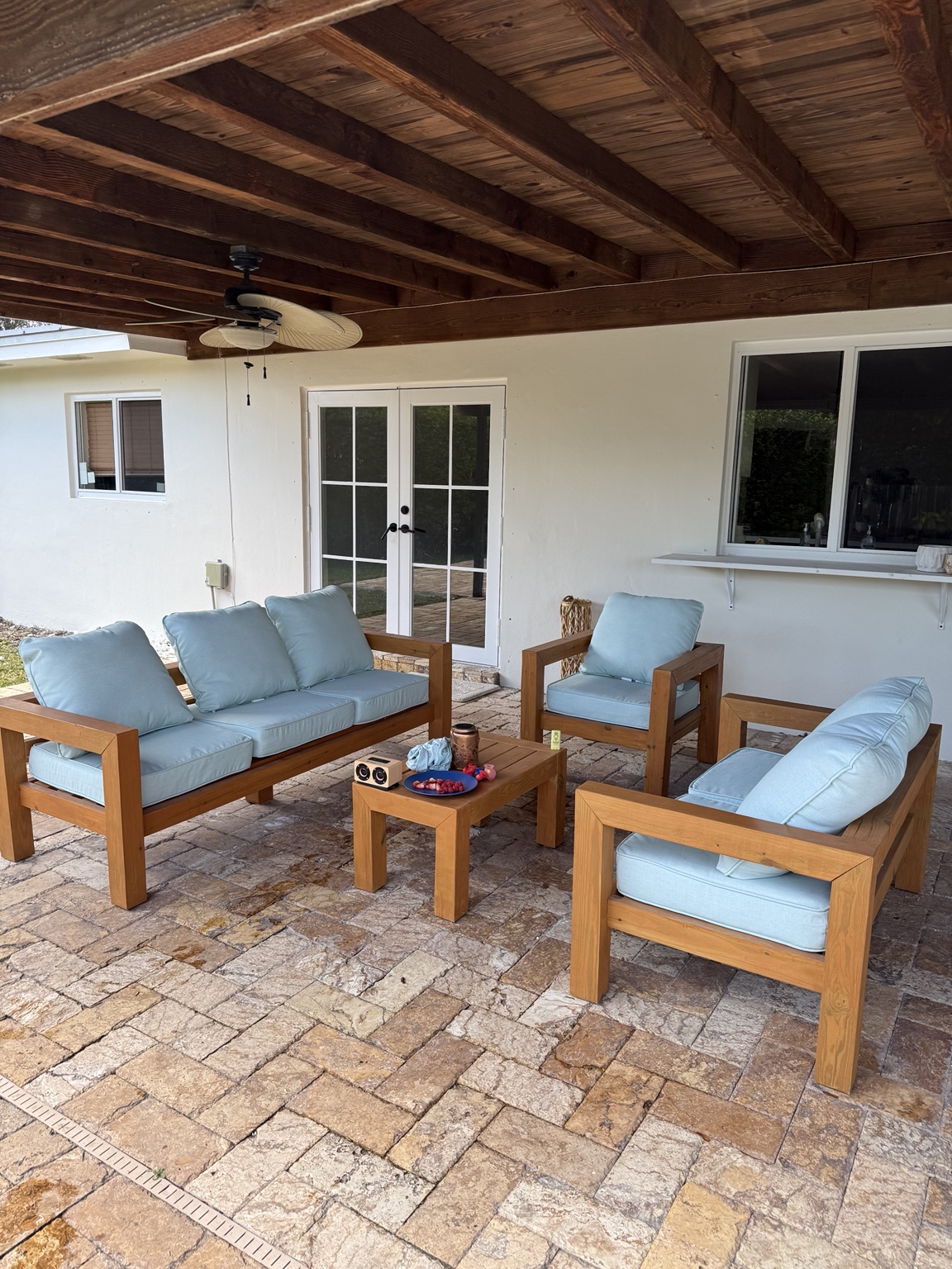 Cube on a covered patio — real customer delivery